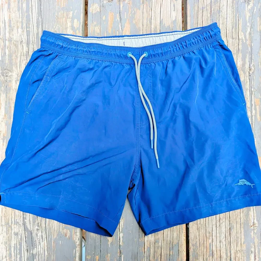 Tommy Bahama Men's L Swim Trunks Navy Old Money Vacationcore Resort Y2K